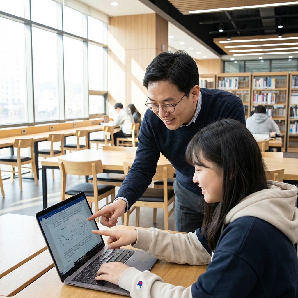 Student Studying with Teacher
